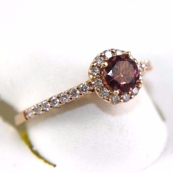 Pink Tourmaline Ring w/Diamond Accents YG .94Ct